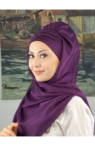 Dark Purple Ready to Wear Turban 4YDSAL27-06