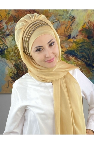 Light Gold Ready to Wear Turban 4YDSAL27-09