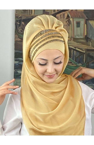 Light Gold Ready to Wear Turban 4YDSAL27-09