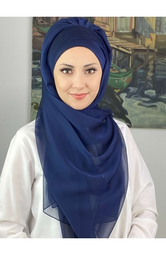 Light Navy Blue Ready to Wear Turban 4YDSAL15-02