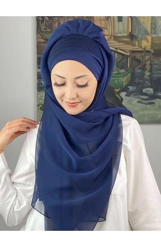 Light Navy Blue Ready to Wear Turban 4YDSAL15-02