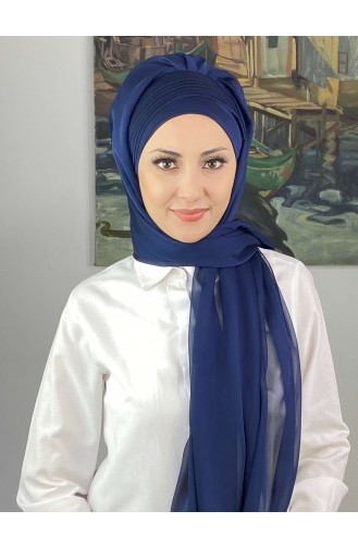 Light Navy Blue Ready to Wear Turban 4YDSAL15-02