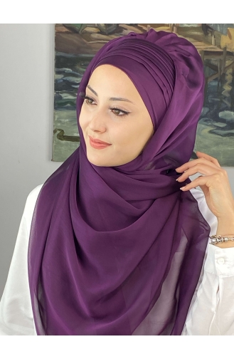 Dark Purple Ready to Wear Turban 4YDSAL15-08