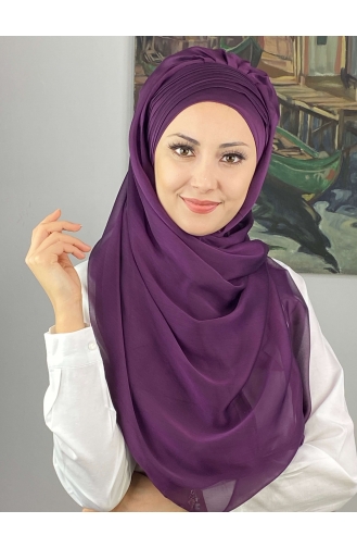 Dark Purple Ready to Wear Turban 4YDSAL15-08