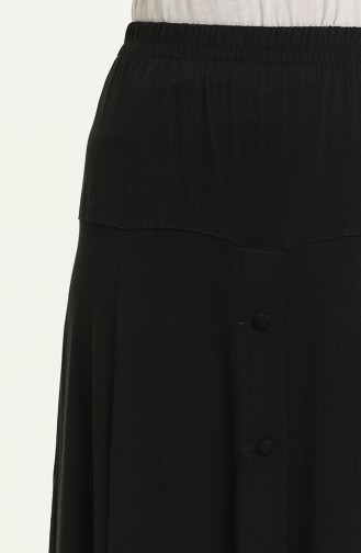 Button Detailed Viscose Flared Skirt 0012-01 Black 0012-01