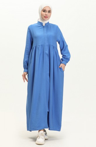 Aerobin Fabric Shirred Abaya 24y8927-01 Indigo 24Y8927-01