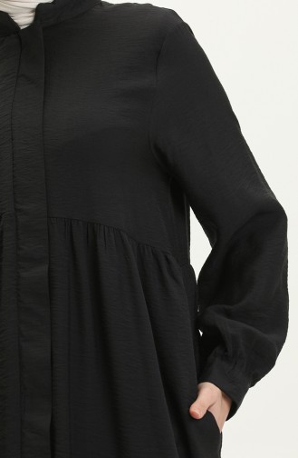 Abaya Plissée en Tissu Aerobin 24Y8927-03 Noir 24Y8927-03