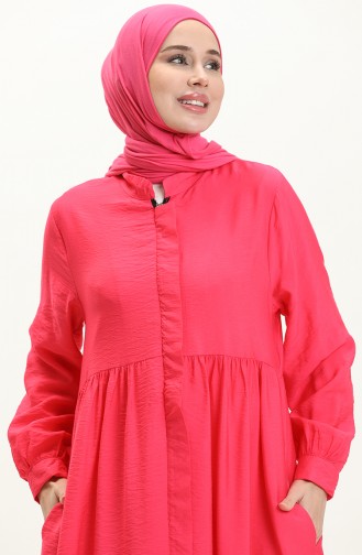 Aerobin Fabric Shirred Abaya 24Y8927-05 Fuchsia 24Y8927-05