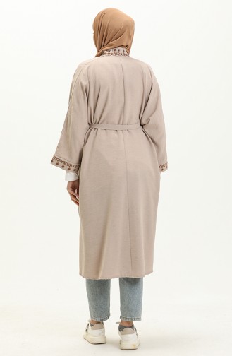 Kimono aus besticktem Leinen 24Y8885-02 Beige 24Y8885-02