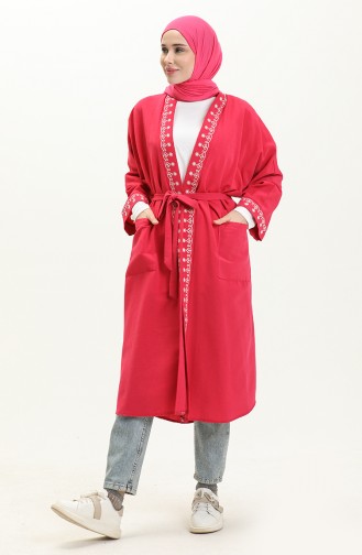 Embroidered Linen Kimono 24Y8885-03 Fuchsia 24Y8885-03