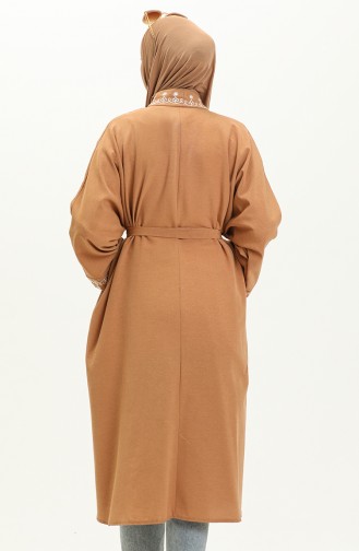 Bestickter Leinen-Kimono 24Y8885-04 Milchkaffee 24Y8885-04