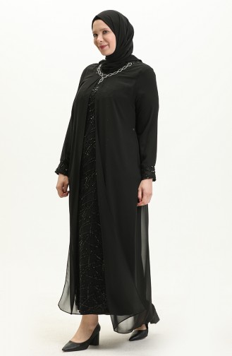 Black Hijab Evening Dress 2218-03