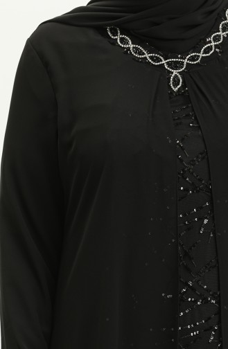 Schwarz Hijab-Abendkleider 2218-03