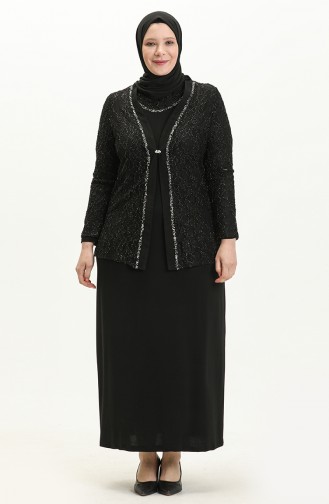 Ensemble de Soirée Deux Pièces Grande Taille 2306-01 Noir 2306-01