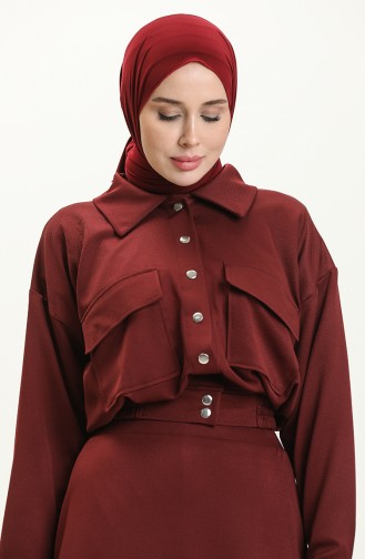 Oyya Jacket Skirt Two Piece Suit 238485-04 Claret Red 238485-04