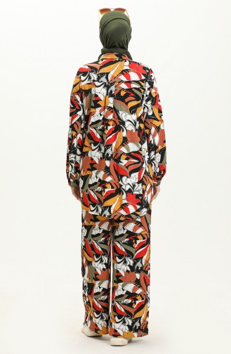 Printed Tunic Pants Two Piece Suit 24Y8956-04 Mustard Black 24Y8956-04