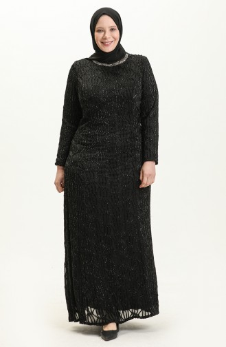Übergröße Abendkleid mit Schmucksteinchen 2232-04 Schwarz 2232-04