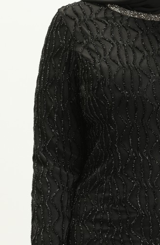 Übergröße Abendkleid mit Schmucksteinchen 2232-04 Schwarz 2232-04