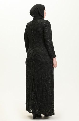 Übergröße Abendkleid mit Schmucksteinchen 2232-04 Schwarz 2232-04