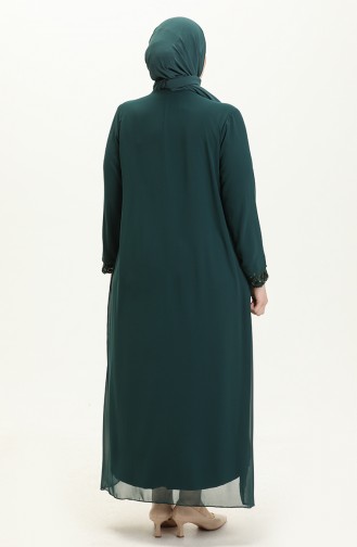 فستان سهرة لامع مقاس كبير 2301-01 أخضر زمردي 2301-01