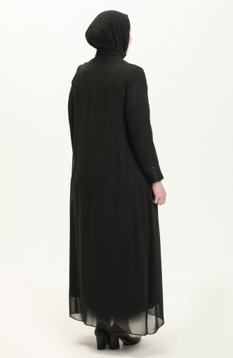 فستان سهرة بتصميم دانتيل مقاس كبير 2303-02 أسود 2303-02