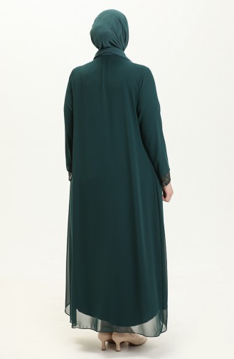 فستان سهرة لامع مقاس كبير 2305-01 أخضر زمردي 2305-01