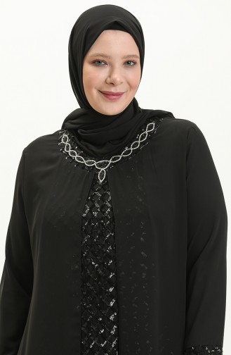 فستان سهرة لامع مقاس كبير 2307-03 أسود 2307-03