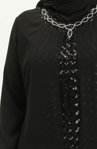 Robe de Soirée à Paillettes Grande Taille 2307-03 Noir 2307-03