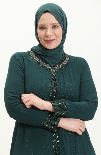 فستان سهرة لامع مقاس كبير 2307-04 أخضر زمردي 2307-04