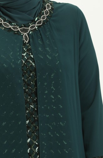 Robe de Soirée à Paillettes Grande Taille 2307-04 Vert emeraude 2307-04