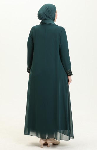 Robe de Soirée à Paillettes Grande Taille 2307-04 Vert emeraude 2307-04