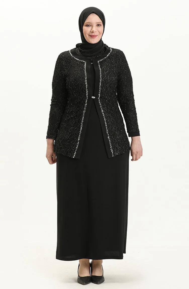 Ensemble de Soirée Deux Pièces Grande Taille 2317-01 Noir 2317-01