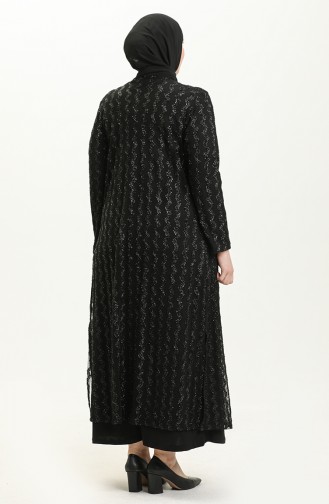 فستان سهرة بمظهر طقم مقاس كبير  2319-01  أسود 2319-01