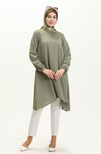 Elastic Sleeve Asymmetrical Tunic 4057-04 Green 4057-04