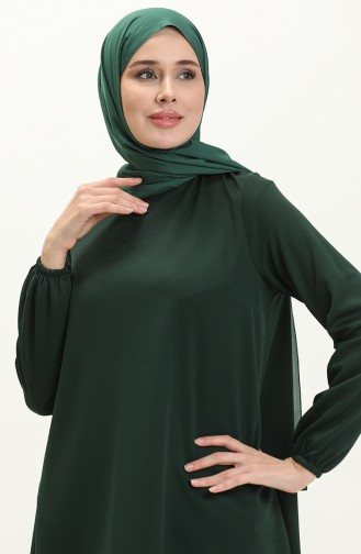 Elastic Sleeve Asymmetrical Tunic 4057-05 Emerald Green 4057-05