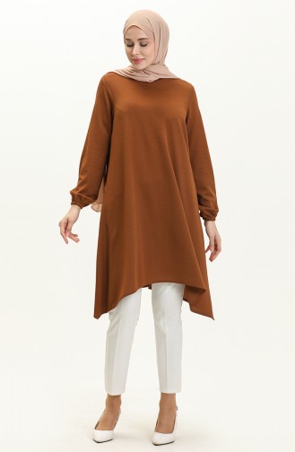 Elastic Sleeve Asymmetrical Tunic 4057-06 Tan 4057-06