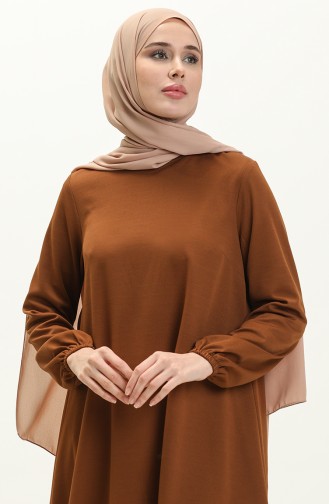 Elastic Sleeve Asymmetrical Tunic 4057-06 Tan 4057-06