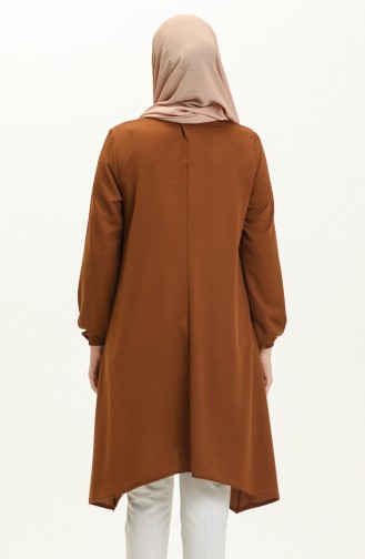 Elastic Sleeve Asymmetrical Tunic 4057-06 Tan 4057-06