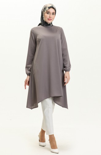 Elastic Sleeve Asymmetrical Tunic 4057-07 Gray 4057-07