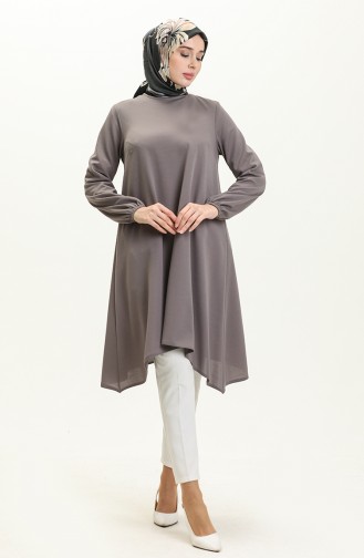 Asymmetrische Tunika mit elastischen Ärmeln 4057-07 Grau 4057-07