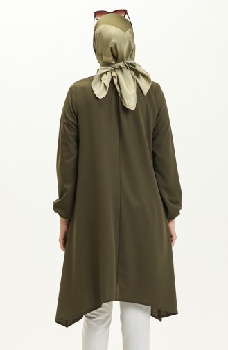 Asymmetrische Tunika mit elastischen Ärmeln 4057-08 Khaki 4057-08