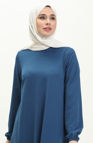 Elastic Sleeve Asymmetrical Tunic 4057-09 Indigo 4057-09
