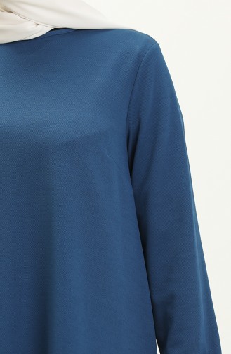 Elastic Sleeve Asymmetrical Tunic 4057-09 Indigo 4057-09