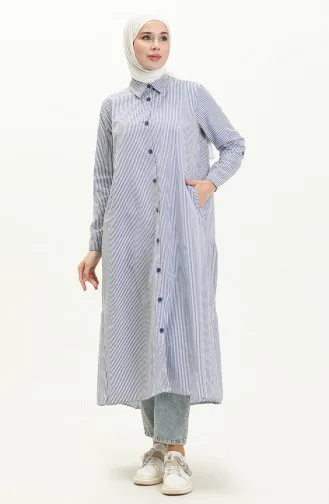 Gestreifte lange Tunika 24Y8967-02 Blau 24Y8967-02