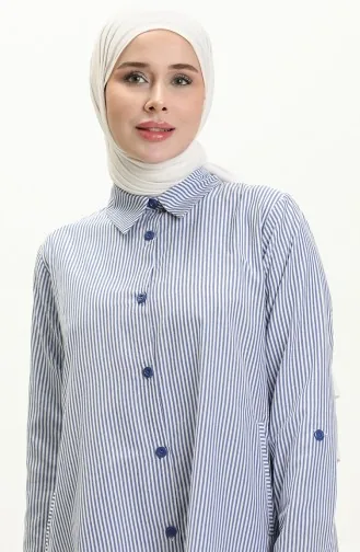 Gestreifte lange Tunika 24Y8967-02 Blau 24Y8967-02