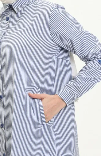 Gestreifte lange Tunika 24Y8967-02 Blau 24Y8967-02