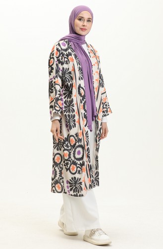 Digital bedruckter Kimono mit Gürtel 24Y8939-01 Beige Orange 24Y8939-01