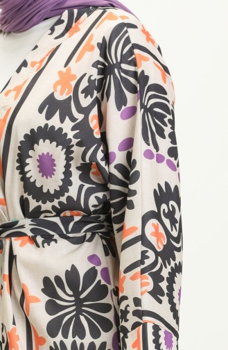 Digital bedruckter Kimono mit Gürtel 24Y8939-01 Beige Orange 24Y8939-01