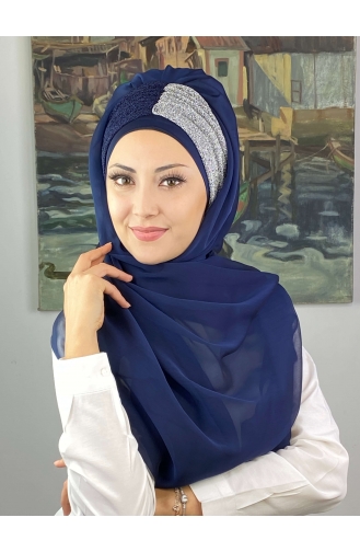 Navy Blue Ready to wear Turban 4SAL46-01