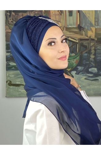 Navy Blue Ready to wear Turban 4SAL46-01